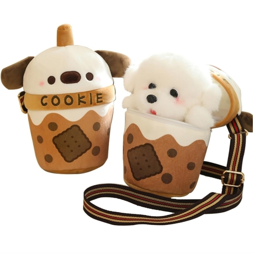 Cute Cookie Dog Plush Crossbody Bag Dog Stuffed Animals Premium Plush Puppy